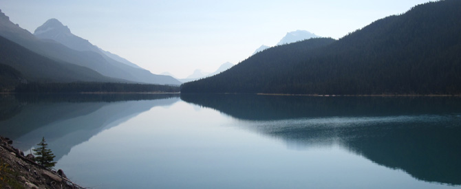 Reflection of sky on a still lake