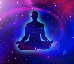 male meditaor vector image on colorful spcae background