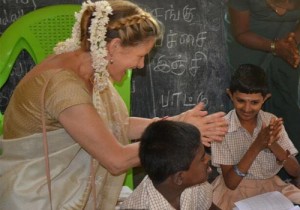 Osteopath Lee Morgan working with children with developmental difficulties.