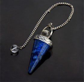 Blue stone pendulum on silver chain