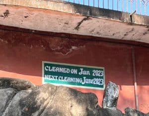 Sign in India showing when cleaning was done.