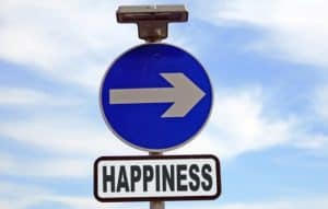 happiness sign with arrow showing direction